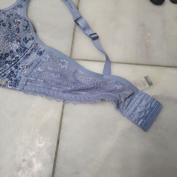 Lucky Brand Women's Blue Floral Print Sexy Comfortable Padded Push Bra Size 42D - Picture 15 of 15